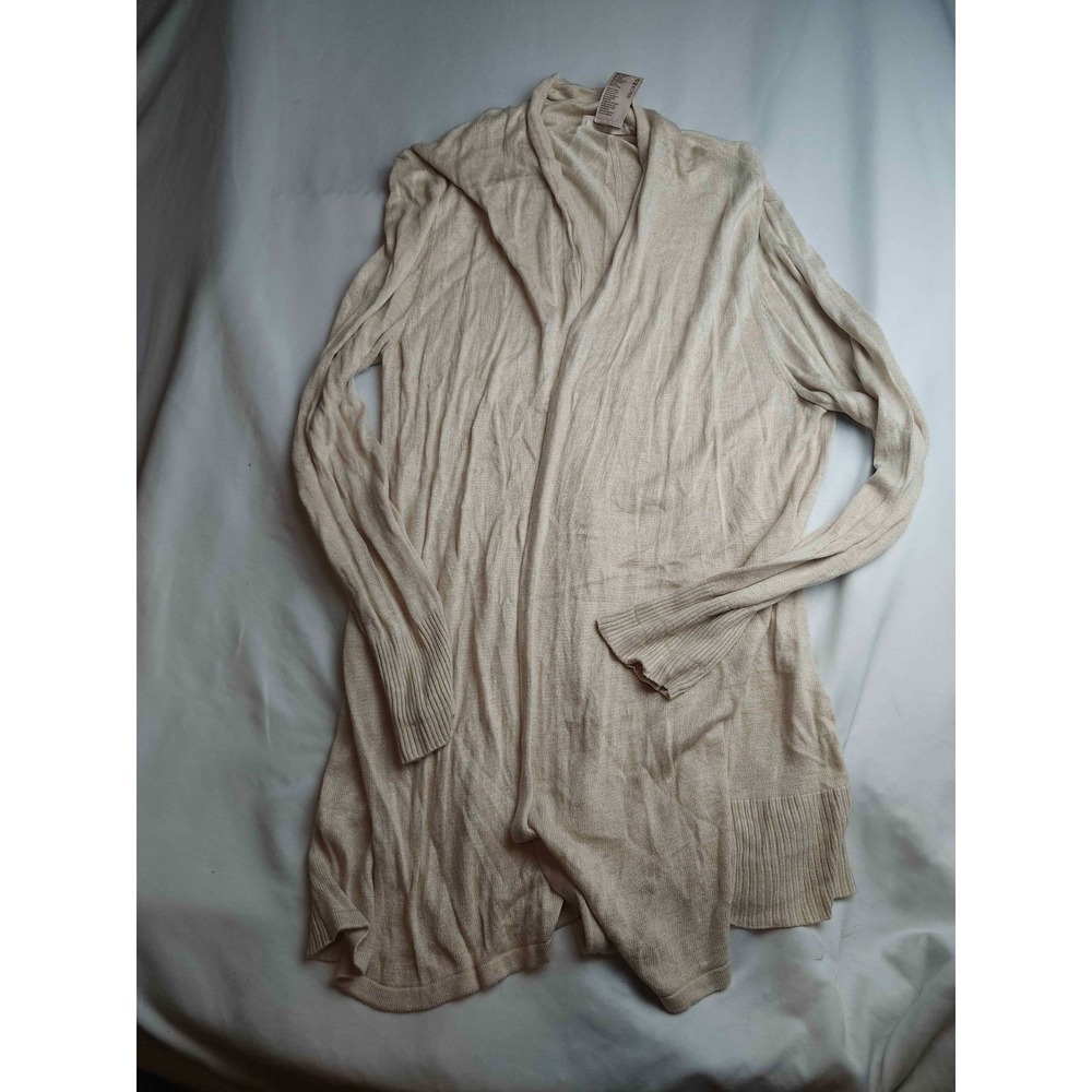 Philosophy Cardigan Sweater Women 2XL Oatmeal Knit Open Front Duster Long Sleeve